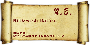 Milkovich Balázs névjegykártya