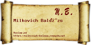 Milkovich Balázs névjegykártya