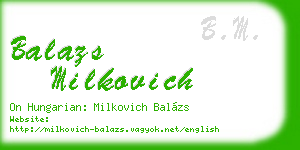 balazs milkovich business card